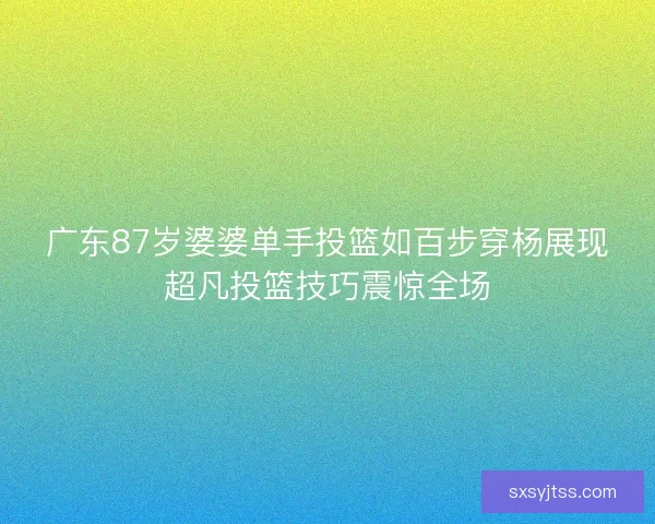 广东87岁婆婆单手投篮如百步穿杨展现超凡投篮技巧震惊全场