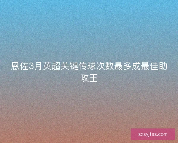 恩佐3月英超关键传球次数最多成最佳助攻王