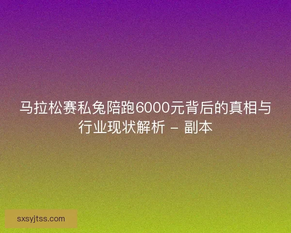 马拉松赛私兔陪跑6000元背后的真相与行业现状解析 - 副本