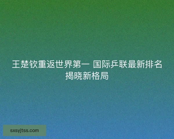 王楚钦重返世界第一 国际乒联最新排名揭晓新格局