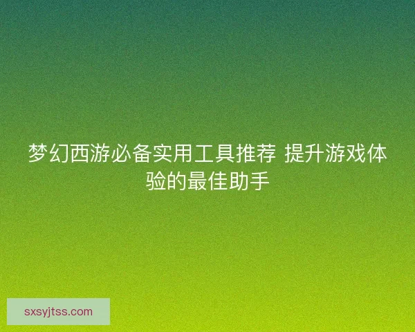 梦幻西游必备实用工具推荐 提升游戏体验的最佳助手