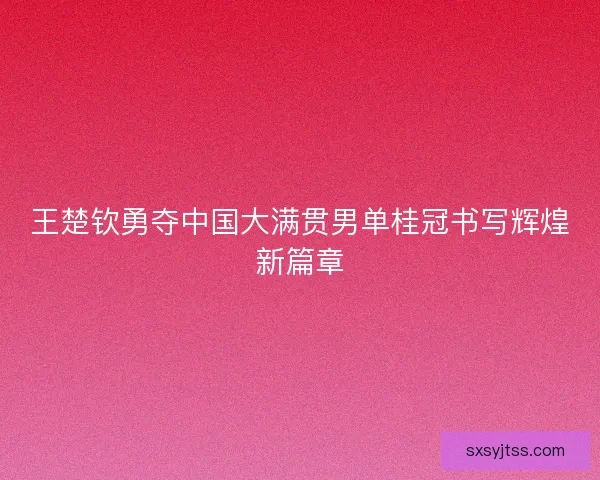 王楚钦勇夺中国大满贯男单桂冠书写辉煌新篇章